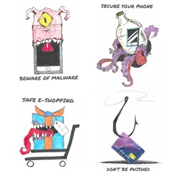 Don't be phished, secure your phone, beware of malware, safe e-shopping 陈澔星<br>启思中学