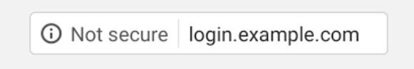 Address bar of the browser with “not secure” signal