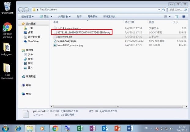 Step 3 of 7: The ransomware starts to encrypt the files inside the computing device